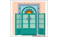 وکتور درب و پنجره چوبی قدیمی ایرانی 597