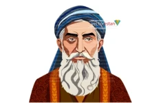 وکتور پیرمرد و دانشمند ایرانی با عبا و عمامه قدیمی و سنتی