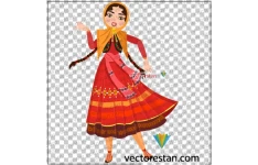 طرح عکس png دختر ایرانی با لباس سنتی قرمز