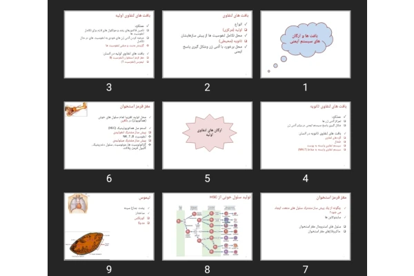 پاورپوینت بافت ها و ارگان های سیستم ایمنی