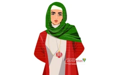 وکتور زن باحجاب و رنگ پرچم ایران (گردنبند اله)