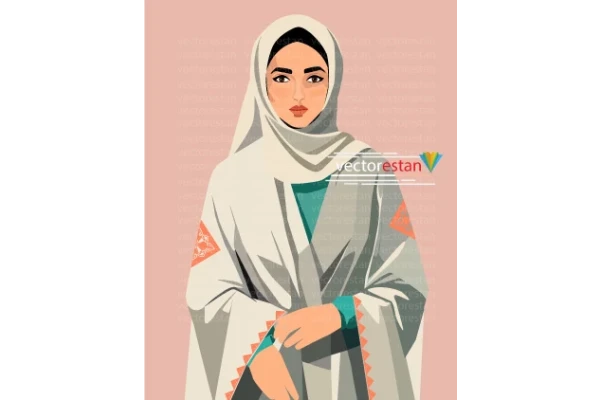 وکتور دخترجوان ایرانی با لباس سفید