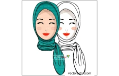 وکتور حجاب و عفاف روسری سبزرنگ زن مسلمان