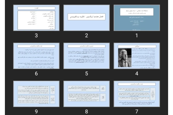 پاورپوینت فصل‌ هشتم اریکسون: نظریه‌ پسافرویدی