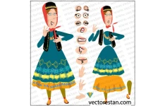 تصویرسازی و وکتور زن با پوشش سنتی محلی