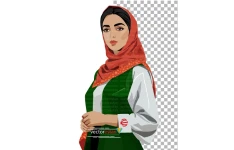 عکس png زن جوان با لباس پرچم ایران