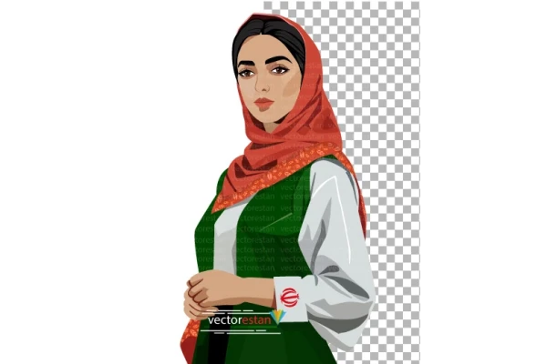 عکس png زن جوان با لباس پرچم ایران