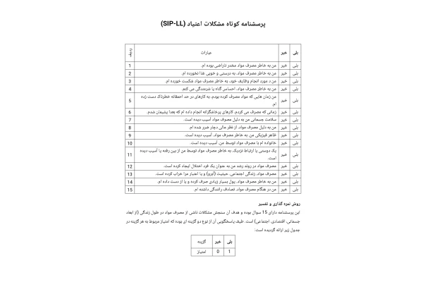 پرسشنامه کوتاه مشکلات اعتیاد (SIP-LL)