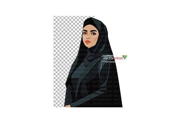 دختر چادرسیاه محجبه ایرانی بصورت png